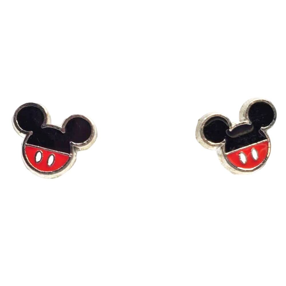 Disney Mickey Mouse Head Stud Earrings - Classic Black & Red